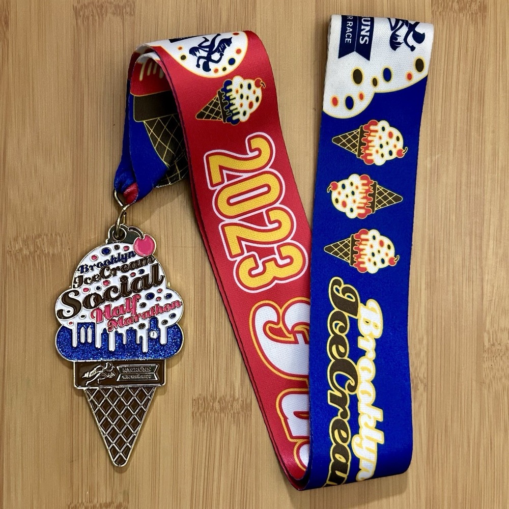 NYC RUNS 2023 Brooklyn Ice Cream Social Half Marathon Finisher's Medal NYCRUNS